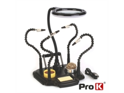 Soporte Articulado con Lupa, Pinzas, LED y Soporte para Soldadura PRO K