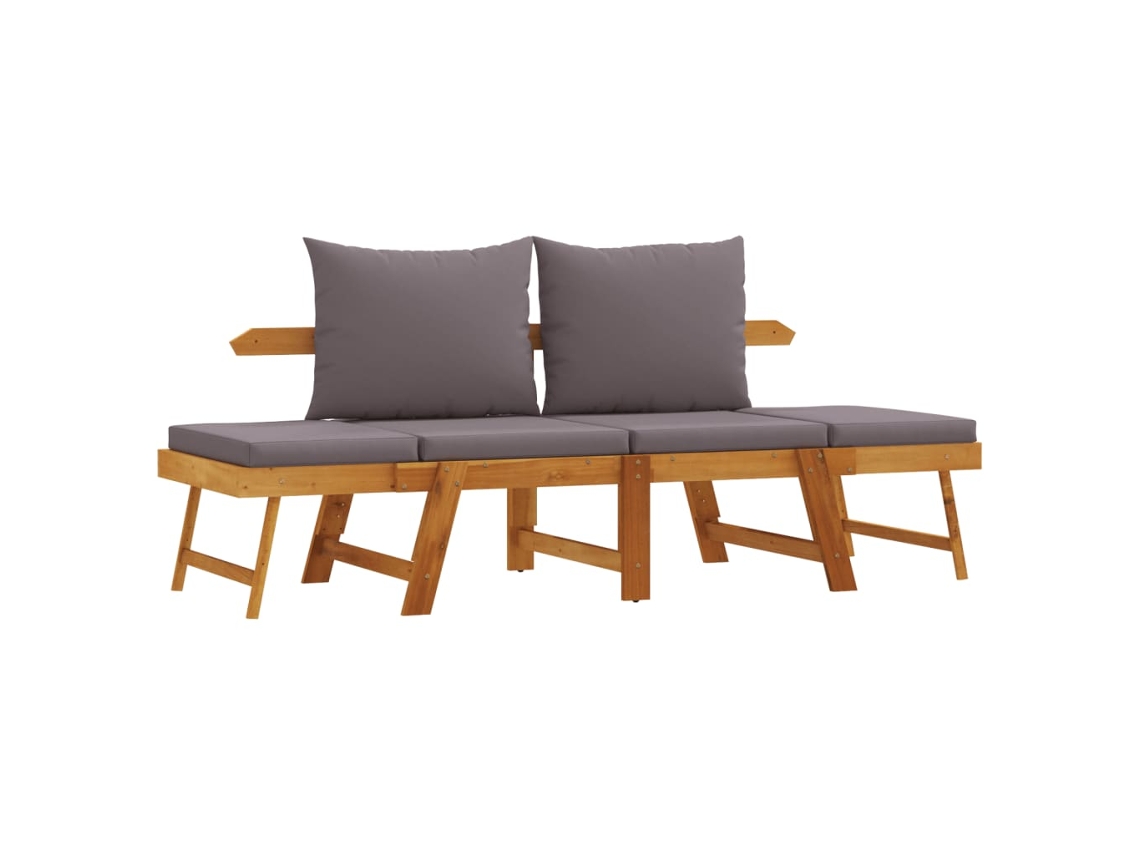 Maison Exclusive - Banco de jardín 2 en 1 con cojines, madera maciza de acacia.