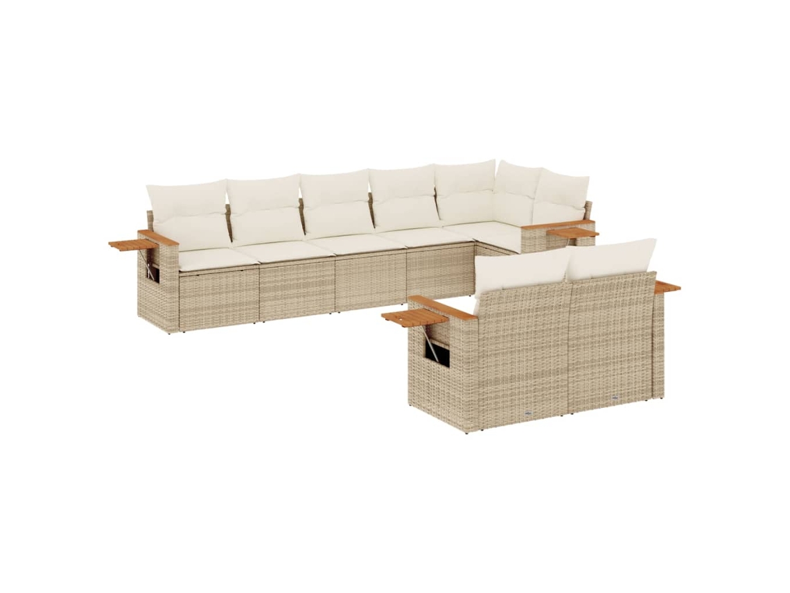 Maison Exclusive - Juego De Sofás De Jardín Con Cojines Beige 8 Pzas Ratán Pe