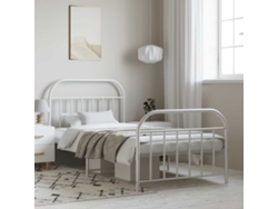 Estructura Cama Sin Colchón Con Estribo Metal Blanco 100x190 Cm