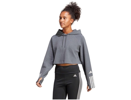 Sudadera de Mujer ADIDAS Capucha Essentials Train Gris (M)