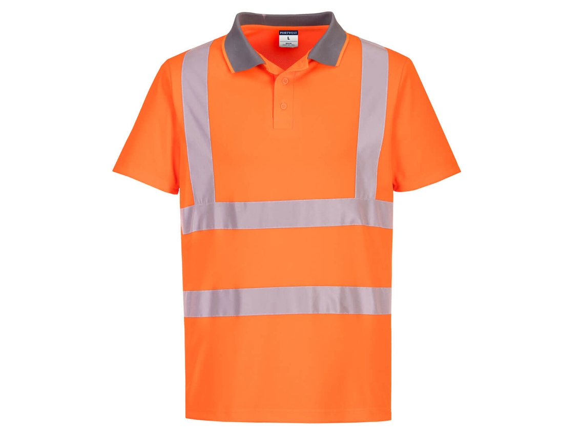 Polo ecológico de alta visibilidad Portwest para hombre, paquete de 6, naranja, talla M