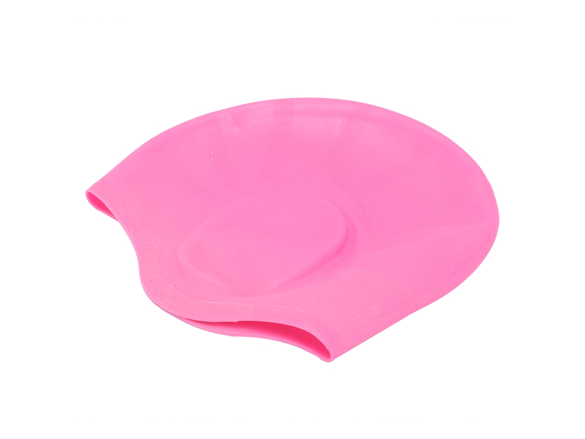 Gorro de natación de silicona con protección para los oídos, color rosa