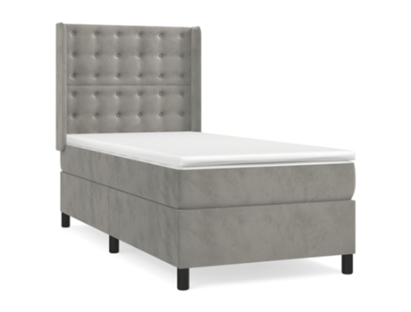 vidaXL Cama con somier y colchón 90x190 cm terciopelo gris claro