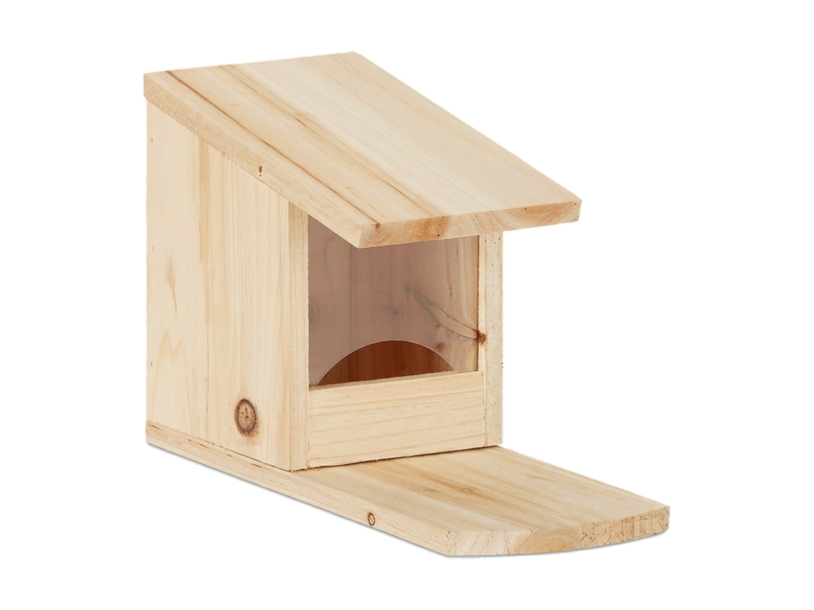 Relaxdays Comedero Para Ardillas De Pie, Casa Roedores, Dispensador Nueces, Madera De Abeto, 17,5 X 12 X 25 Cm, Marrón