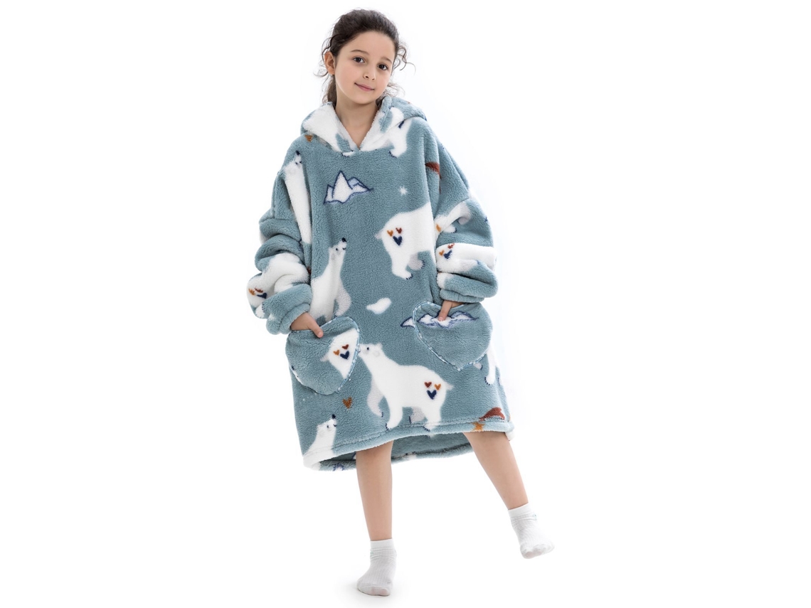 Sudadera Con Capucha Extragrande Para Niños, Franela Suave, Estampado De Dibujos Animados, Pijama