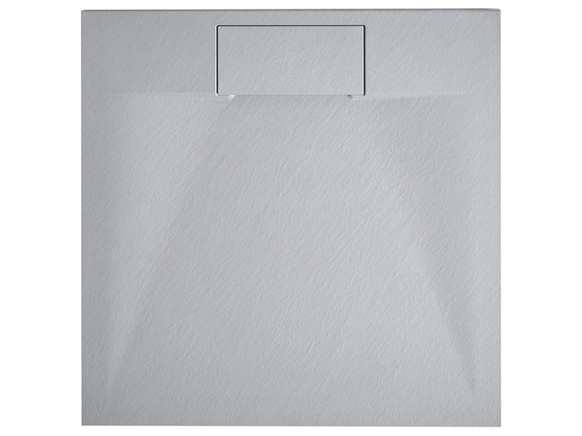 Plato de ducha Beliani Azzurro efecto piedra natural fabricado en material sintético SMC gris 80x80x3