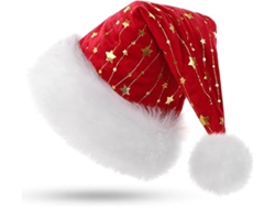 Gorro De Papá Noel De Felpa Para Adultos Con Estrellas Doradas Y Doble Forro Papá Noel Rojo Unisex, Diseño Ergonómico, Para Uso Diario.