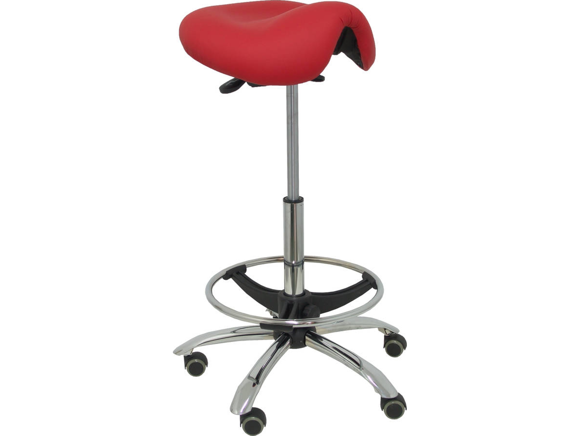 Taburete de Oficina PIQUERAS Y CRESPO Alatoz Rojo (Similpiel)