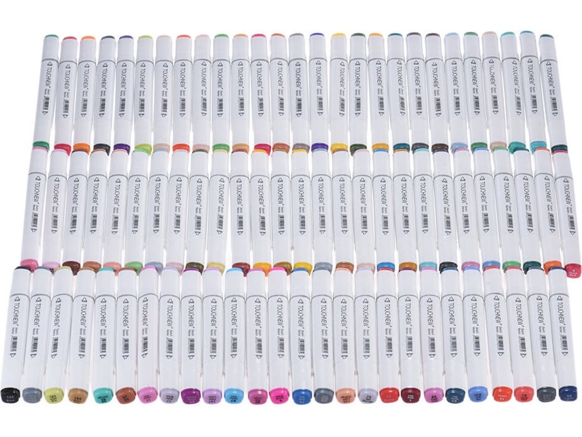 Un Juego De Rotuladores De Plástico Resistente Con 80 Colores Y Puntas En Ambos Extremos, Ideal Para Su Uso En Un Estudio De Arte.