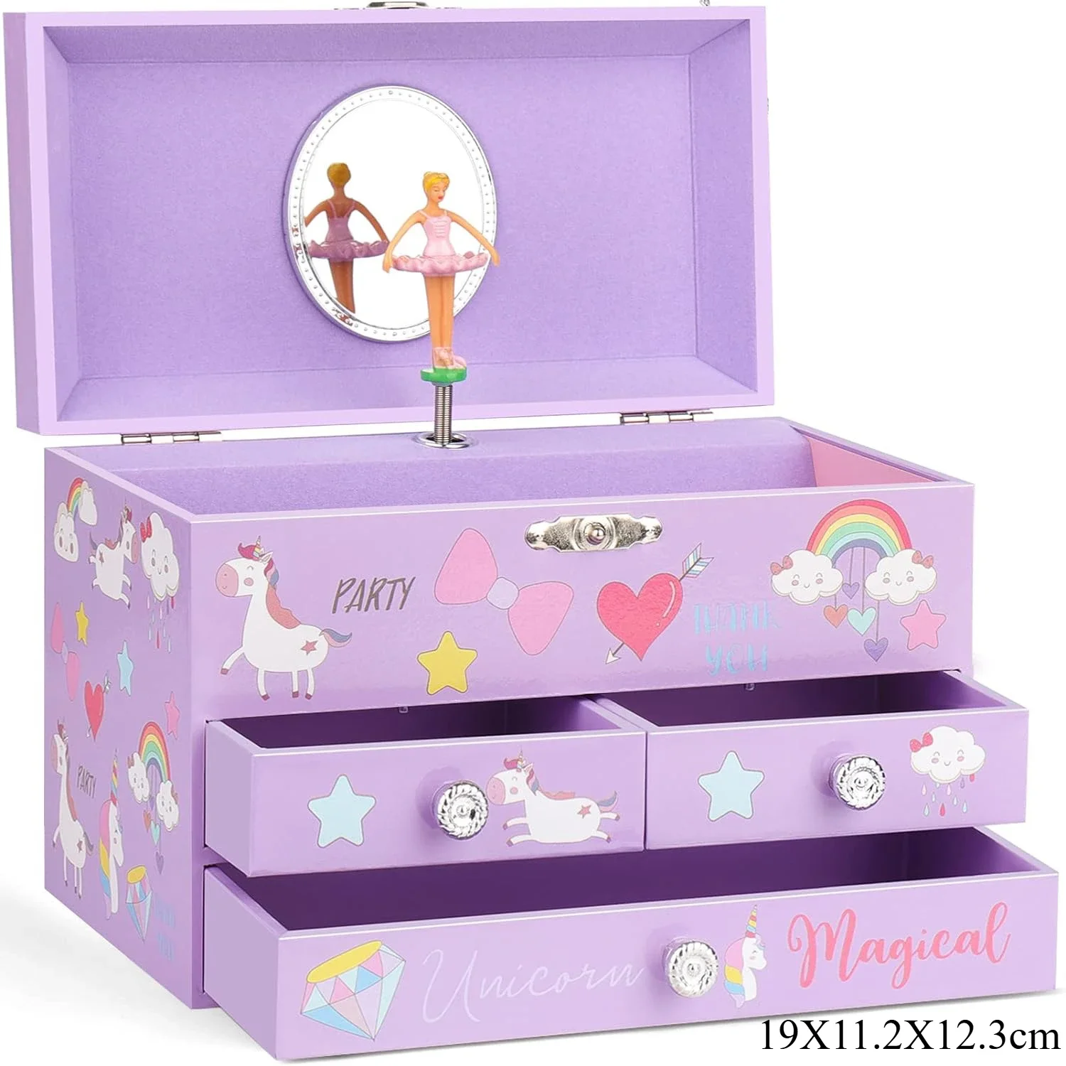 Caja De Música De Ballet Con Forma De Castillo De Unicornio (morado) De 15 Cm (6 Pulgadas) En Color Morado Y Rosa, Para Guardar Joyas.