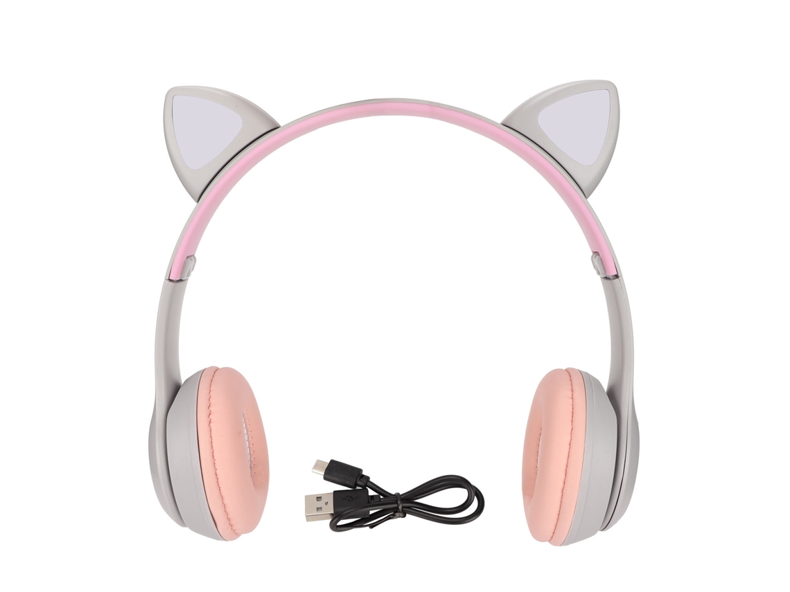 Auriculares Bluetooth Para Niños Con Orejas De Gato, Cancelación De Ruido, Luces Led Y Diseño Retráctil.