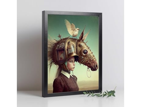 NACNIC Poster Cabeza De Caballo En Estilo Surrealismo Cinematográfico Ilustraciones Y Grabados De Historieta Abstracta Y Artística A4 Marcos Negros