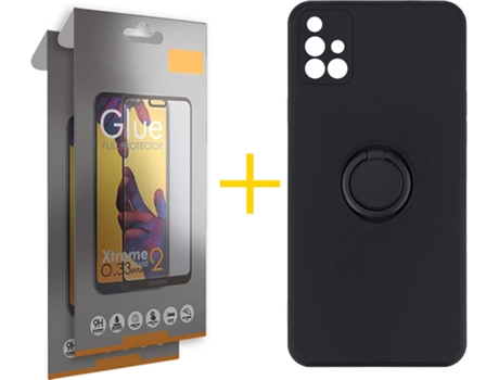 Carcasa + 2 Protectores de Pantalla para Samsung Galaxy A71 SKYHE Negro