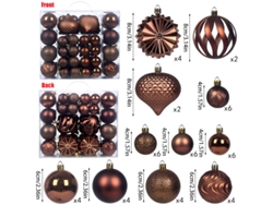 Bolas de Navidad nuevas, 48 piezas, 4/6/8 cm, en caja, decoración para árbol de Navidad, adornos navideños. Yunzii (marrón)