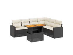 Maison Exclusive - Set De Comedor De Jardín 7 Pzas Y Cojines Ratán Sintético Negro