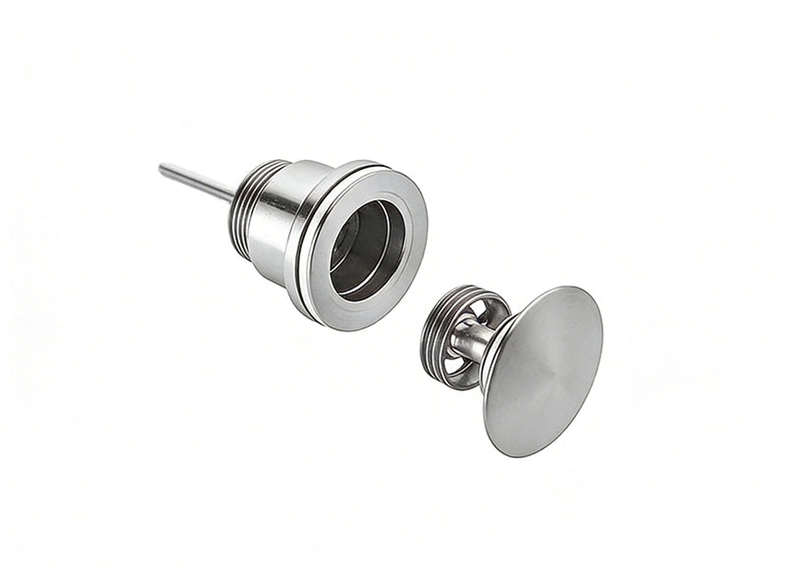 Desagüe cromado para lavabo y fregadero Mirlux – Desagüe con botón clic-clac para baño y cocina – Diámetro del tubo de desagüe: 65 mm
