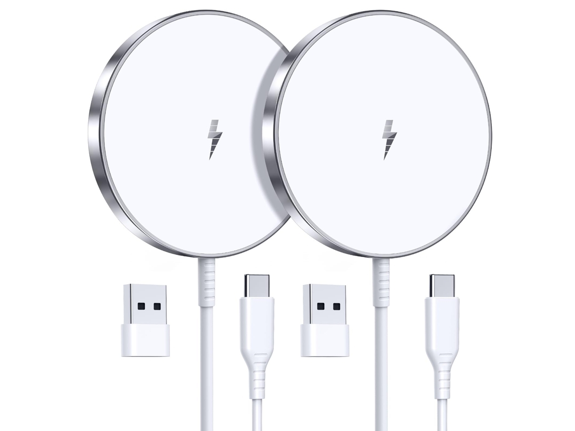 Conjunto De Cargadores Inalámbricos Rápidos Mag Safe Series Para Apple Yemaesre No Específico Magnética Blanco (2un)