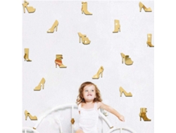 Preciosas pegatinas de pared Baok con tacones altos dorados para la decoración de fondo de dormitorio y sala de estar: modernas e innovadoras.