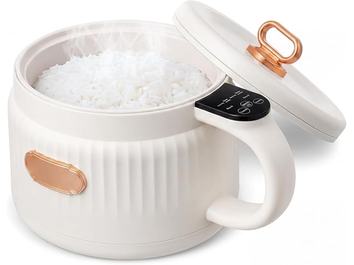 Olla Eléctrica Para Ramen, Protección Contra Quemaduras En Seco, Revestimiento Cerámico Antiadherente, 1,6 L Blanco. Siurn