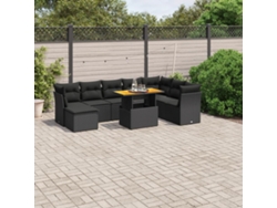 Conjunto de sofás de jardín de 9 piezas DKD Home Decor con cojines de mimbre negros