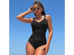 2026-traje De Baño Entero De Nylon Para Mujer Con Control De Barriga Escote V Sexy S2024123014535
