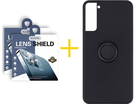 Carcasa + 2 Protectores de Cámara para Samsung Galaxy S22 Plus 5G ACCETEL Negro