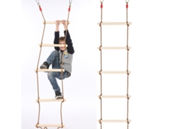 Escalera De Cuerda Infantil Con Peldaños De Madera Para Uso Interior Y Exterior. Dimensiones: 30 Cm De Largo X 2,5 Cm De Ancho X 1,8 M De Alto.