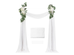 Conjunto de decoración de arco de boda con flores y velo blanco Tekmaquinas