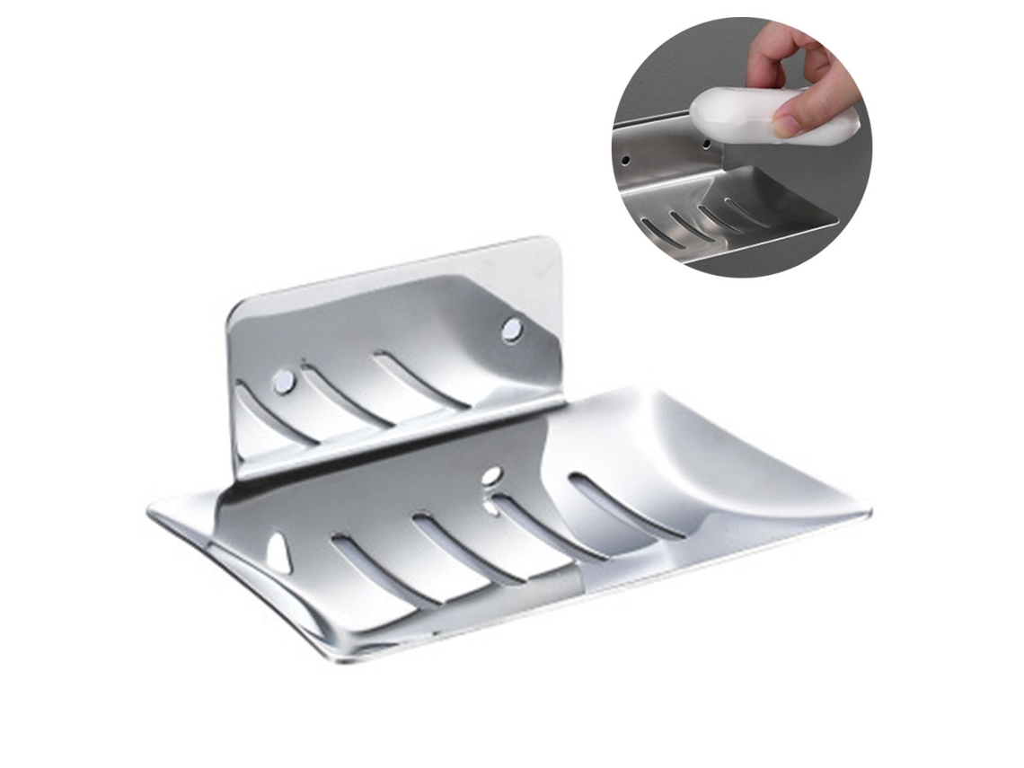 Jabonera Adhesiva, Sin Orificio, Acero Inoxidable, Para Baño y Cocina RNEMITERY
