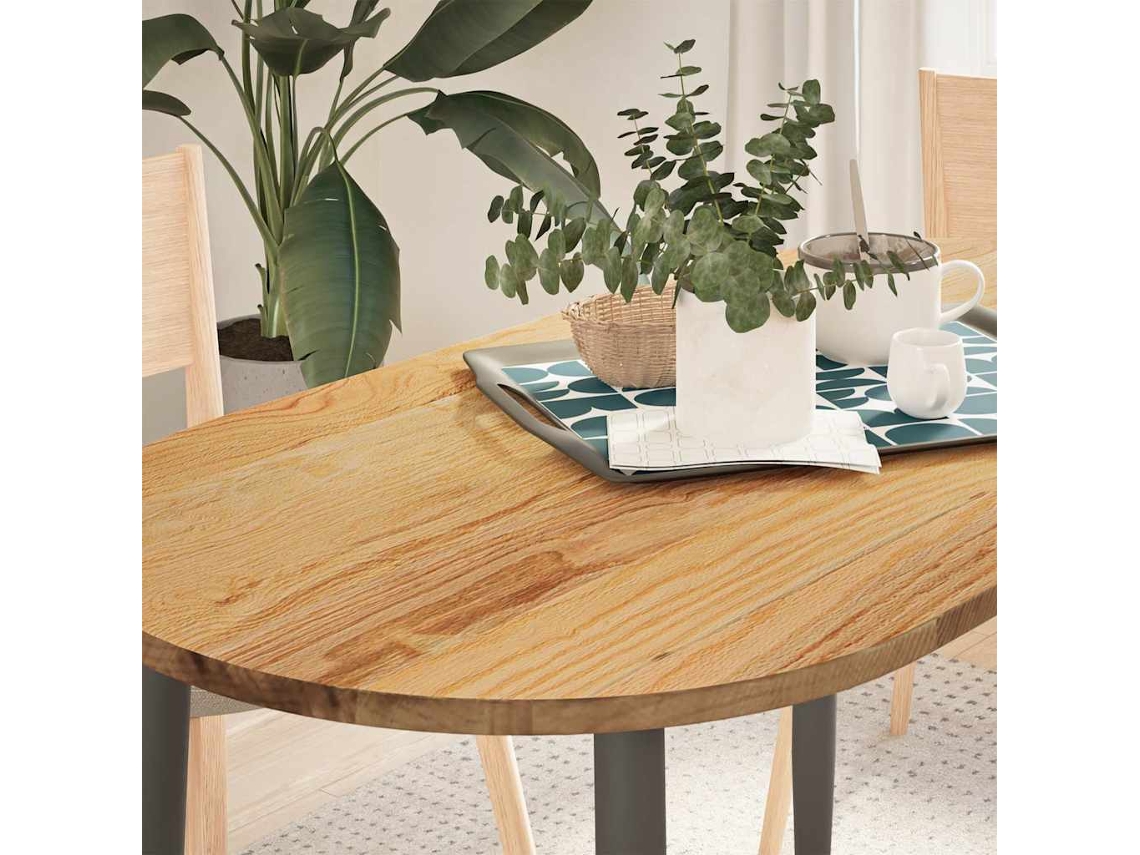 Tablero De Mesa | Superficie De Mesa | Tablero De Escritorio Ovalado Madera Maciza De Roble 120x60x2 Cm Wsd47620