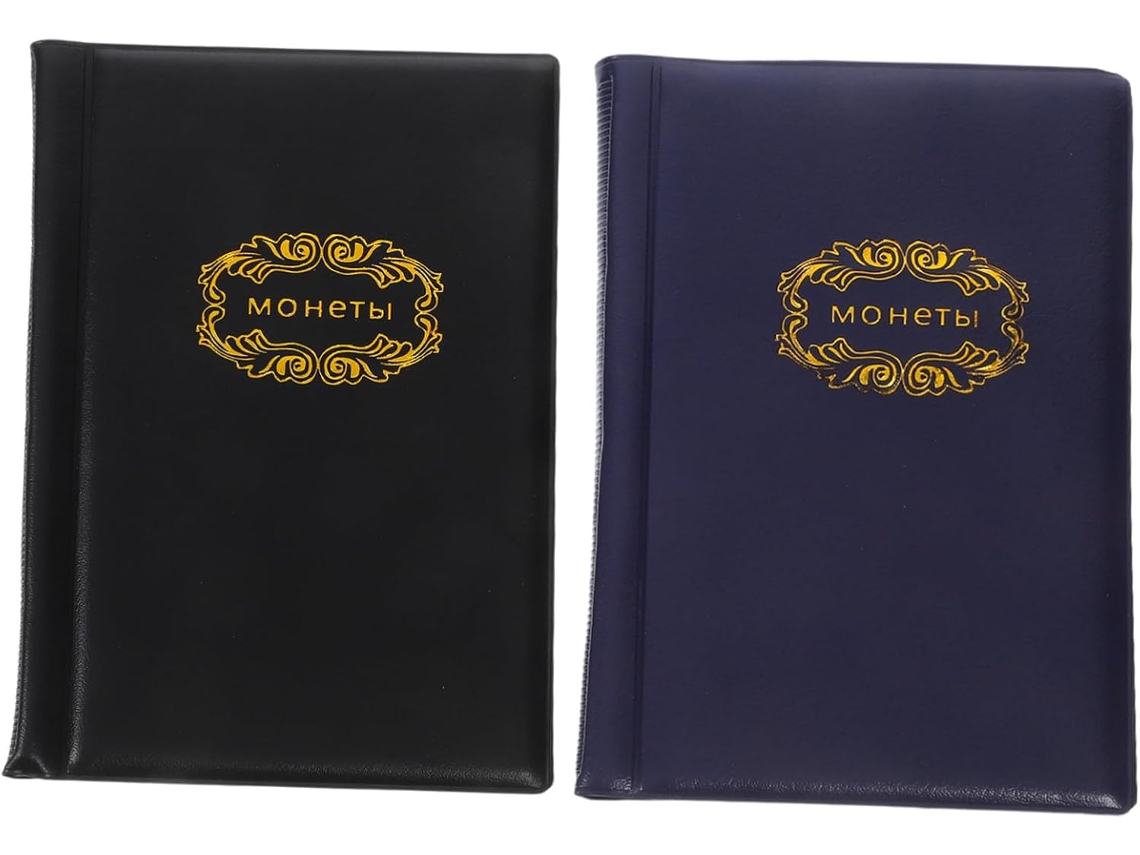 Álbum de colección de 2 piezas de cuero sintético con cubierta transparente y bolsillos, organizador portátil para