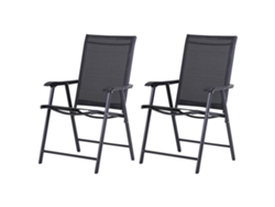 Juego De 2 Sillas De Camping, Metal, Negro.