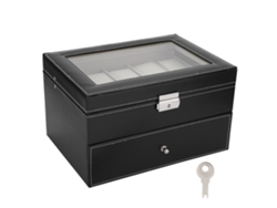 Caja De Almacenamiento De Dos Niveles Para Relojes Y Gafas Con 10 Compartimentos Para Joyas.