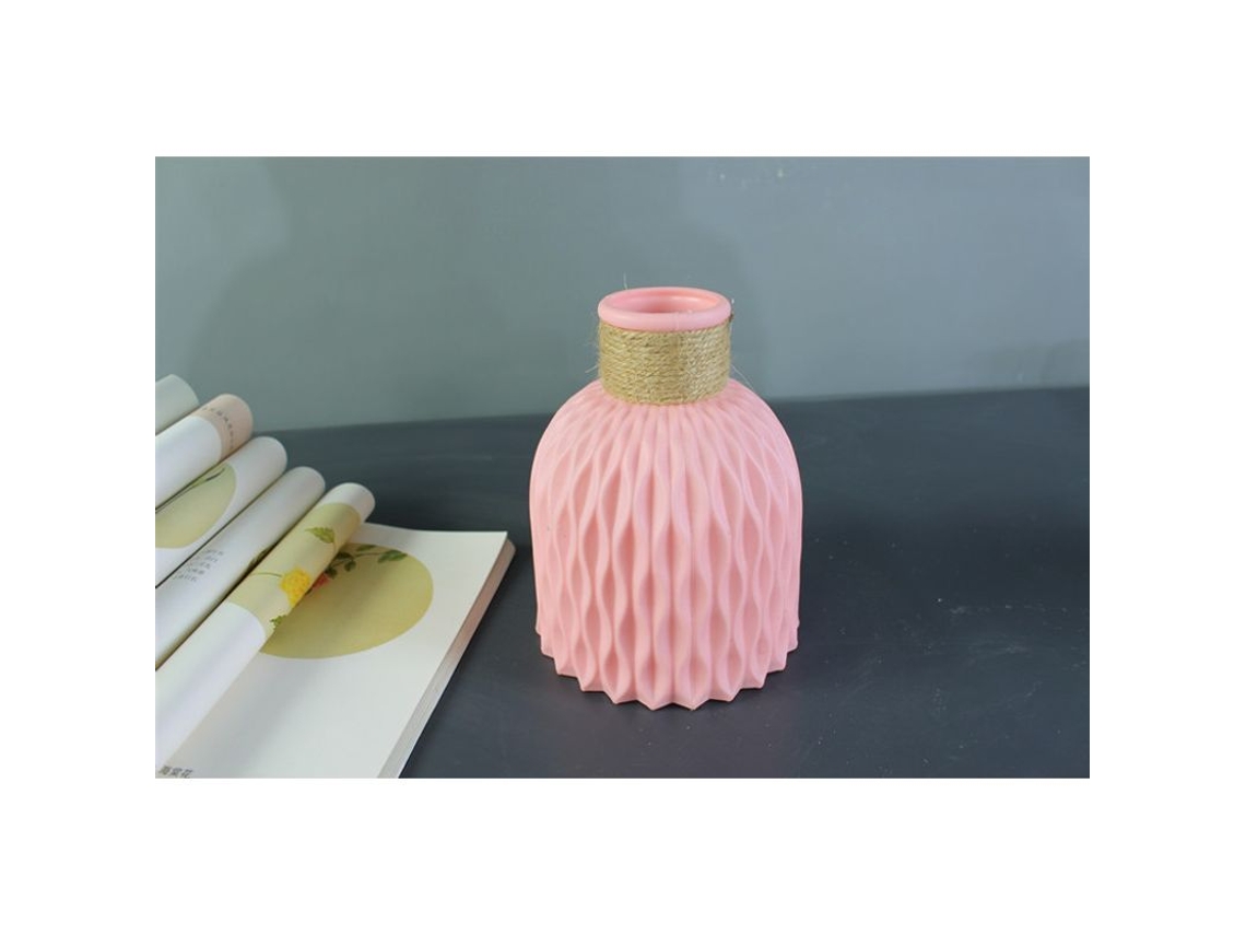 2026-florero De Plástico Imitación Cerámica Resistente A Caídas Decoración Hogar Oficina Boda Salón Mesa Rosa
