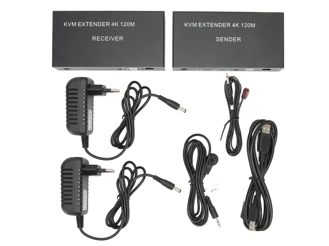 Extensor De Interface Multimídia 4k Hd Com Kvm Via Cat5e/6 Até 120m Plugue Eu