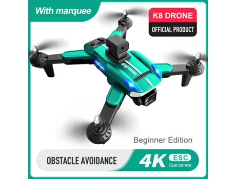 VPCOMERCIAL - Drone K8 con cámara 4K para evitar obstáculos con láser (Duración de la batería: 15 min - Verde)
