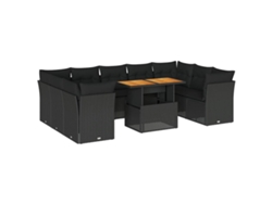 Maison Exclusive - Set De Sofás De Jardín Y Cojines 10 Pzas Ratán Sintético Negro