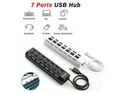 Hub Usb 2.0 De 7 Puertos Con Interruptores Led Delgados, Portátil, Plug Play Para Windows/mac/linux