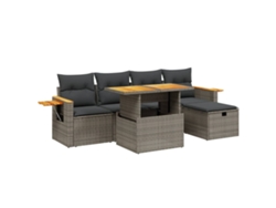 Conjunto 6 de muebles de jardín VIDAXL y cojines ratán sintético gris
