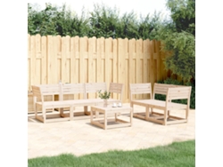 5 Pcs Conjunto De Sofás Para Jardim Madeira De Pinho Macíça Dkd Home Decor