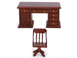 Miniatura Mesa E Cadeira De Madeira 1:12 Para Casa De Bonecas Acessórios Decoração