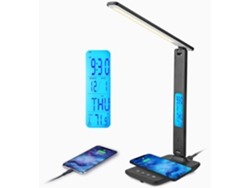 Lámpara de escritorio, cargador inalámbrico innovador y puerto de carga USB, luz inteligente regulable con función LCD, diseño y tecnología plegables.