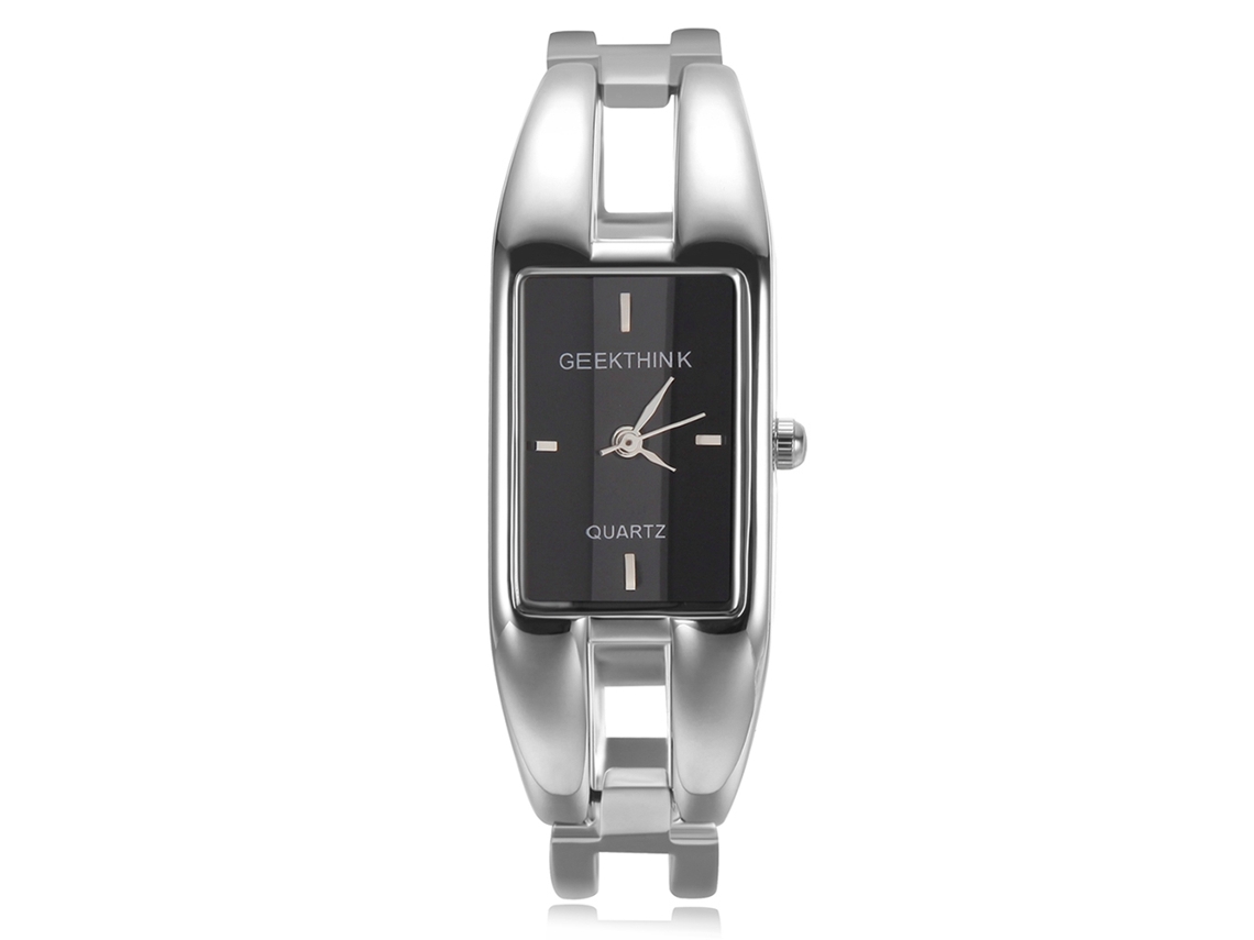 Reloj Analógico De Cuarzo Geekthink Para Mujer Con Bisel Cuadrado, Estilo Casual Y Moderno, Color Negro.