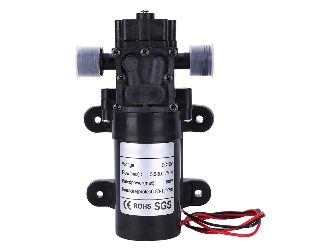 Minibomba De Diafragma Autocebante Dc12v Fl3210h-80w Con Salida Derecha De 1/2 Pulgada Y Sistema Antirretorno.