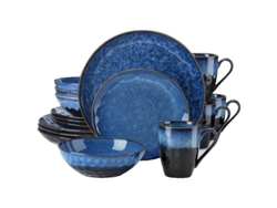 Juego de vajilla, diseño azul estrellado, esmalte resistente al horno, 16 piezas OEM