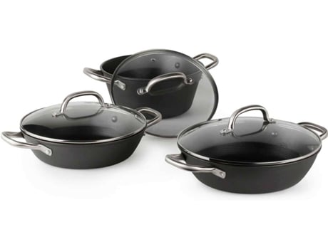 Batería de Cocina + Piezas de Bateria BOJ (Negro - 3 Piezas)