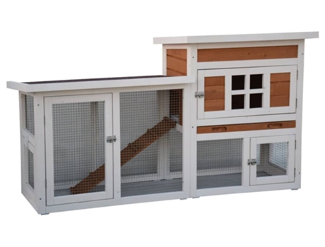 @Pet Conejera Villa blanca y marrón 147x50x80 cm