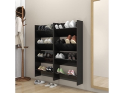Zapatero Organizadores de Pared 4 Piezas 60X18X60Cm Contrachapado Negro Brillante