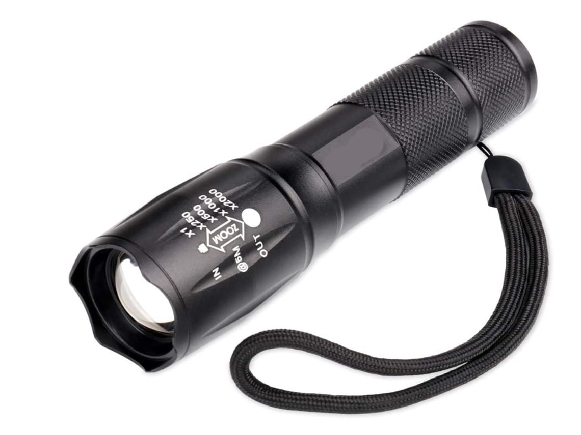 Linterna impermeable con zoom, luz de camping negra, Yunzii
